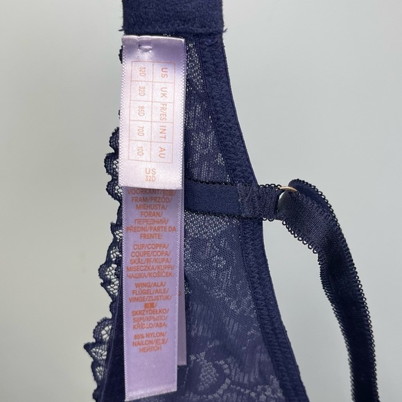 Savage x Fenty by Rihanna Allover Lace T-Shirt Bra 32D Purple Blue Sexy Push Up - Picture 15 of 16